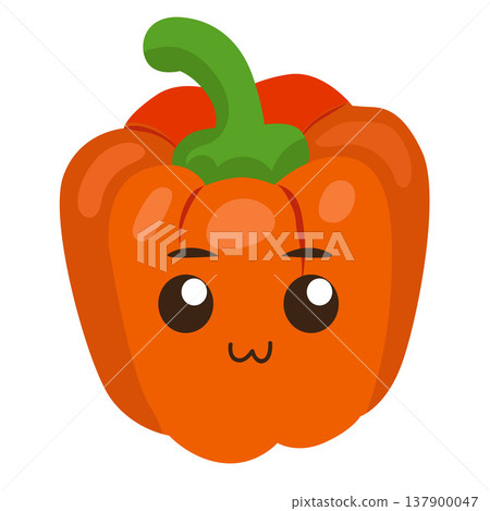 kawaii paprika bell pepper vegetable flat style 137900047
