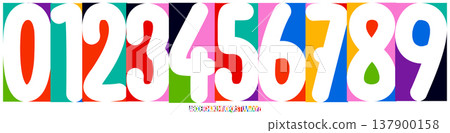 Color Numbers Letters Alphabet Font for Kid Birthday Years Logo, Corporate Anniversary Sign, Race Sport Team Jersey Numeric. Colorful Cutout Paper Typographic Design. Vector Illustration Color Numbers Letters Alphabet Font for Kid Birthday Years Logo, Corporate Anniversary Sign, Race Sport Team Jersey Numeric. Colorful Cutout Paper Typographic Design. Vector Illustration 137900158