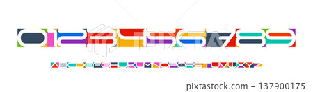 Color Numbers Letters Alphabet Font for Kid Birthday Years Logo, Corporate Anniversary Sign, Race Sport Team Jersey Numeric. Colorful Cutout Paper Typographic Design. Vector Illustration Color Numbers Letters Alphabet Font for Kid Birthday Years Logo, Corporate Anniversary Sign, Race Sport Team Jersey Numeric. Colorful Cutout Paper Typographic Design. Vector Illustration 137900175