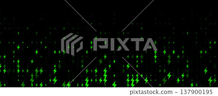 Electric Energy Icon Pattern Background Green Lightning Texturefor Speed Fast Charger Station. Current Charge Battery Digital Device BG, Charging Neon Light. Bolt Symbol Backdrop. Vector Illustration 137900195