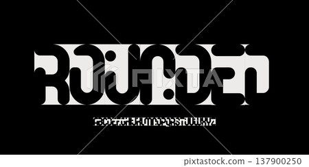 Rounded Futuristic Font Logo Alphabet Minimalistic Bold Letter Set Modern Typography, Abstract Futurist Typographic Design for Tech Title Text, Typo Poster Headline, Minimal Fonts. Vector Typeface 137900250