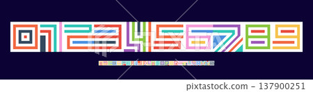 Color Numbers Letters Alphabet Font for Kid Birthday Years Logo, Corporate Anniversary Sign, Race Sport Team Jersey Numeric. Colorful Cutout Paper Typographic Design. Vector Illustration Color Numbers Letters Alphabet Font for Kid Birthday Years Logo, Corporate Anniversary Sign, Race Sport Team Jersey Numeric. Colorful Cutout Paper Typographic Design. Vector Illustration 137900251