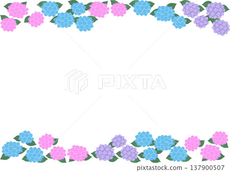 Hydrangea frame (A-size, top and bottom decorations) vector | Transparent background, printable template material Hydrangea frame (A-size, top and bottom decorations) vector | Transparent background, printable template material 137900507