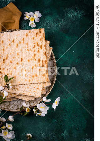 Traditional Jewish bread matzo for Passover 137900546