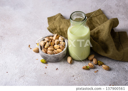 Healthy alternative pistachio nut milk 137900561