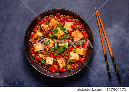 Mapo tofu, tofu in spicy mincemeat sauce. Mapo tofu, tofu in spicy mincemeat sauce. 137900673