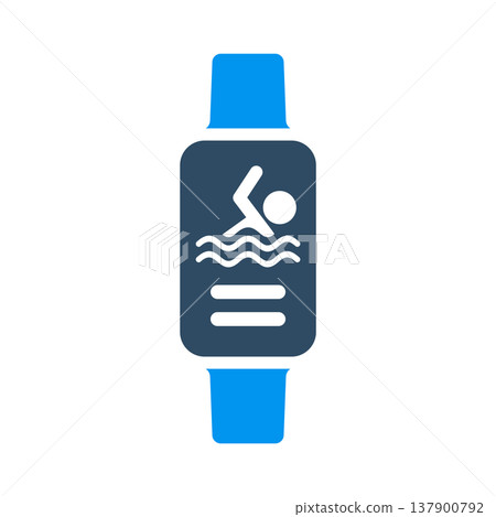 Swimming Tracker Smartwatch Sport Symbol 137900792
