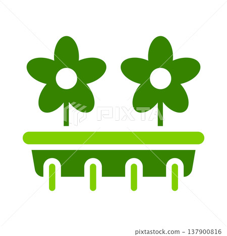 Hydroponic Flower Bloom Tray Symbol Hydroponic Flower Bloom Tray Symbol 137900816