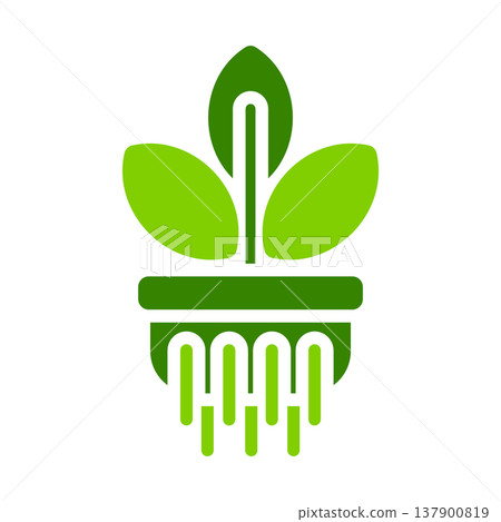 Hydroponic Stem Root Plant Symbol Hydroponic Stem Root Plant Symbol 137900819