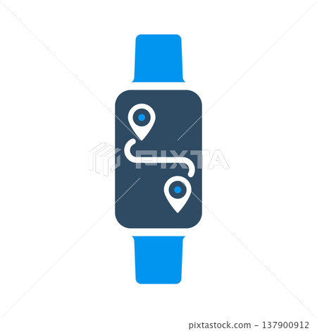 Distance Tracking Route Smartwatch Symbol Distance Tracking Route Smartwatch Symbol 137900912