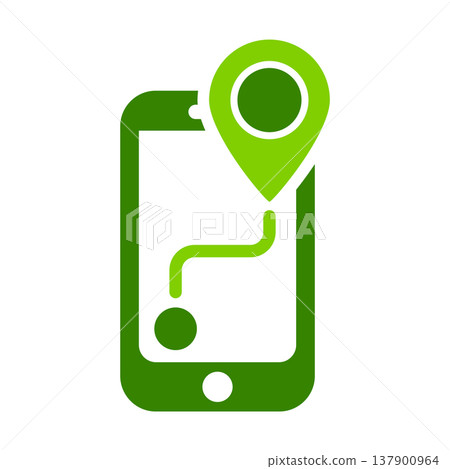 Electric Car GPS Route Symbol 137900964