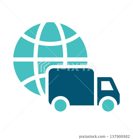 Logistics Globe Truck Transport Symbol Logistics Globe Truck Transport Symbol 137900982