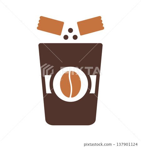 Coffee Sugar Packet Cup Symbol Coffee Sugar Packet Cup Symbol 137901124