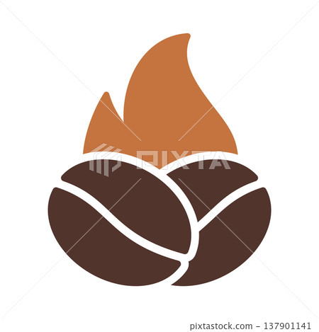 Roasted Coffee Bean Flame Symbol Roasted Coffee Bean Flame Symbol 137901141