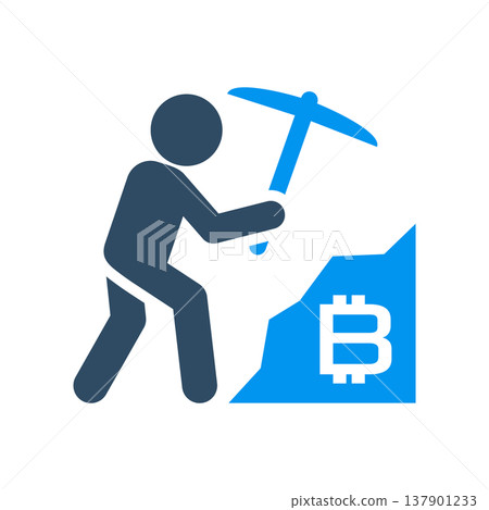 Crypto Miner Pickaxe Coin Symbol Crypto Miner Pickaxe Coin Symbol 137901233