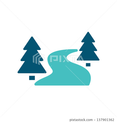 Alaska River Forest Landscape Symbol Alaska River Forest Landscape Symbol 137901362