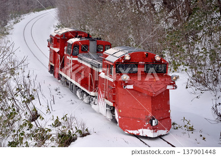 Soya Main Line, Chiebun - Nisshin, JR Hokkaido, DE15-2515 (Asahikawa), Russell snowplow, regular snow removal train, regular snow removal 137901448