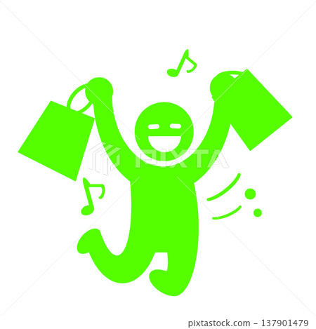 pictogram of a person enjoying shopping (green) pictogram of a person enjoying shopping (green) 137901479