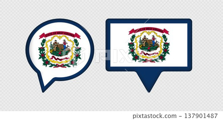 Flag of West Virginia State in Speech Bubble. 137901487