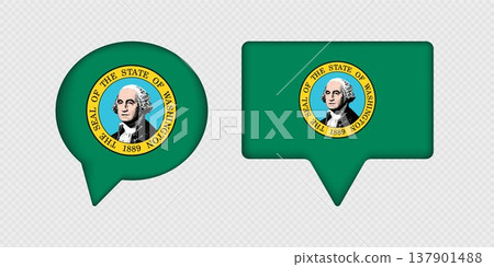Flag of Washington State in Speech Bubble. 137901488