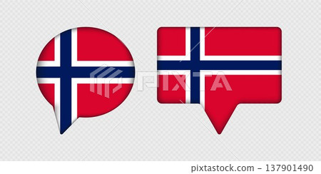 Flag of Norway in speech bubble. 137901490