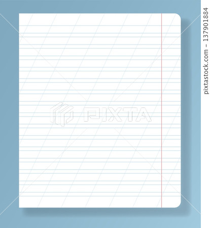 Narrow ruled paper with slanted lines for handwriting practice. Russian school notebook page vector. 137901884