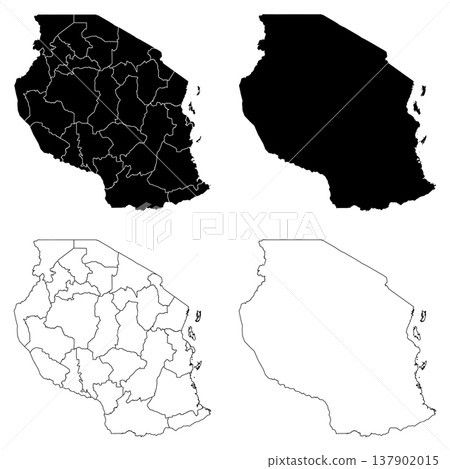 Tanzania Outline and Solid Fill Map Set. 137902015