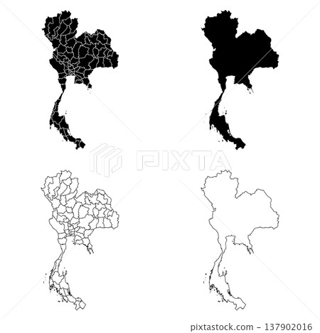 Thailand Outline and Solid Fill Map Set. 137902016