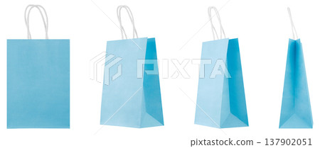 Collection of Blue Gift Bags Isolated on Neutral Background for Store Branding Collection of Blue Gift Bags Isolated on Neutral Background for Store Branding 137902051