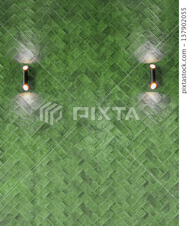 Sophisticated Bathroom or Kitchen Wall with Green Tiles and Brass Lamps Sophisticated Bathroom or Kitchen Wall with Green Tiles and Brass Lamps 137902055