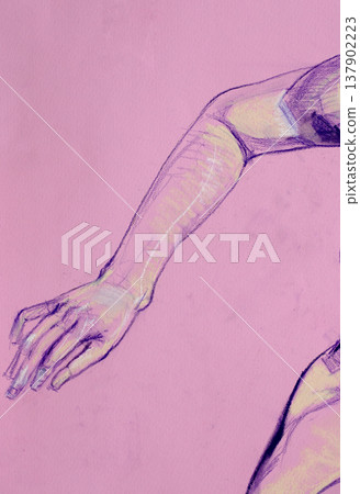 human's figure, pencil drawing illustration, sketch 137902223