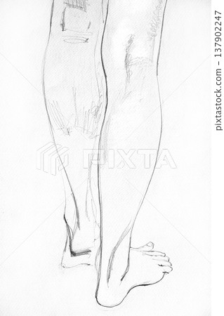 human's figure, pencil drawing illustration, sketch human's figure, pencil drawing illustration, sketch 137902247