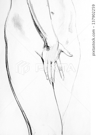 human's figure, pencil drawing illustration, sketch 137902259