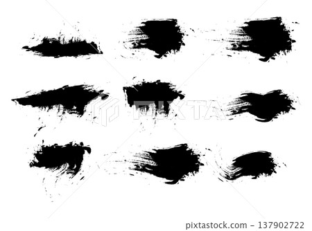 Set of wide black textured brush strokes with paint spray effect and ragged edges for grunge design. Eps 10 Set of wide black textured brush strokes with paint spray effect and ragged edges for grunge design. Eps 10 137902722