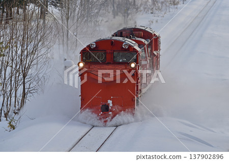 Soya Main Line, Kita-Pippu - Ranru, JR Hokkaido, DE15-2525 (Asahikawa), Regular snow removal train, Russell, Regular snow removal 137902896