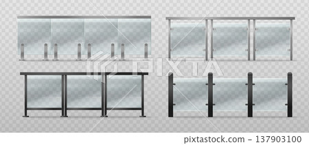 Modern glass balcony railing with metal frame 137903100