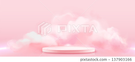 Dreamy pink cloud podium, beauty product display Dreamy pink cloud podium, beauty product display 137903166