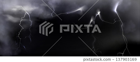 Realistic stormy sky with lightning bolts Realistic stormy sky with lightning bolts 137903169