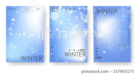 Elegant winter posters set with snowflakes 137903173