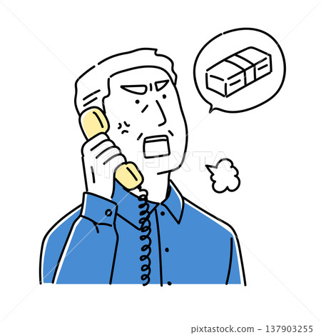 An elderly man is angry at the person who made a scam call (2 colors) 137903255