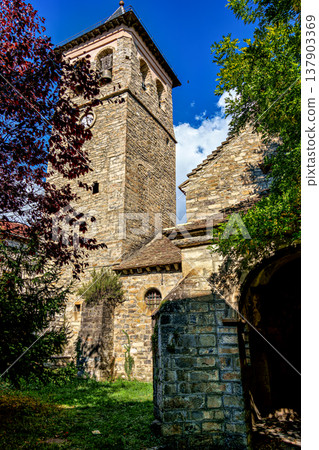 The village of Aragues del Puerto in Jacetania region of Huesca province in the Pyrenees, Aragon, Huesca, Spain. The village of Aragues del Puerto in Jacetania region of Huesca province in the Pyrenees, Aragon, Huesca, Spain. 137903369