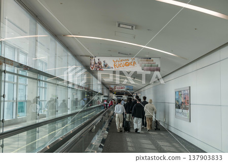 Tourist people walk in Fukuoka airport terminal to immigration 137903833