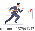 Businessmen running towards the flag 137904347