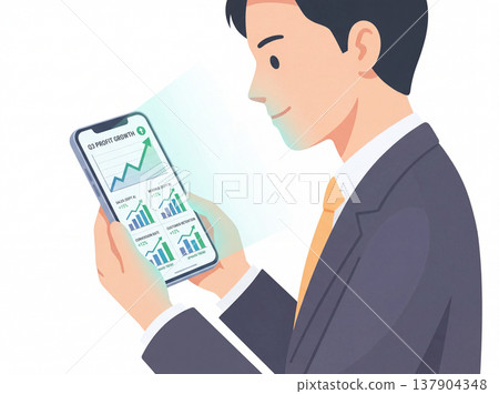 A man sending an email on his smartphone A man sending an email on his smartphone 137904348