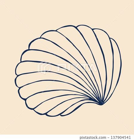 A whimsical vector illustration of a seashell, designed in a doodle style. 137904541