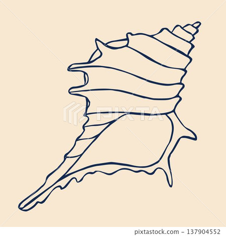 A captivating vector illustration features a spiky seashell in the enchanting mermaidcore style. A captivating vector illustration features a spiky seashell in the enchanting mermaidcore style. 137904552