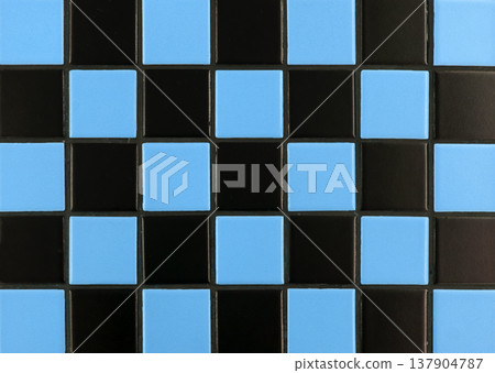 Blue ceramic tile background. Old vintage ceramic tiles in blue to decorate the kitchen or bathroom  137904787