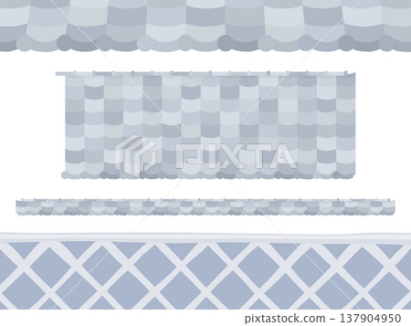 Cute tiled roof and namako wall illustration set 137904950