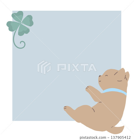 Puppy and clover frame material Puppy and clover frame material 137905412