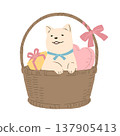 Cute puppy in a basket illustration 137905413